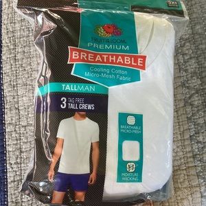 3 Fruit of the Loom premium breathable cooling cotton 3xlt 3xt undershirts NIP